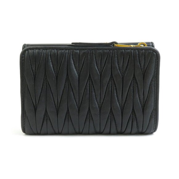 Auth MIUMIU Matelasse Bifold Wallet Black Leather/Goldtone - 55793k - Picture 2 of 8
